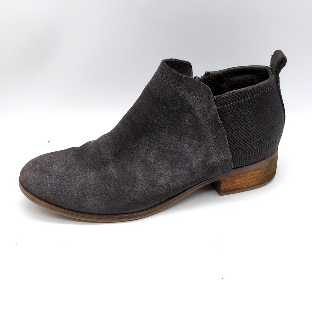 Toms Boots Womens Deia Gray 8 Suede Ankle Bootie Shoe Side Zip 10014783